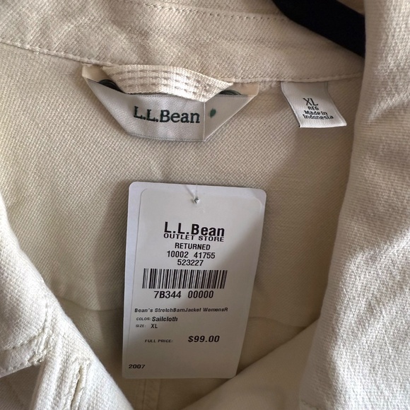 NWT LL Bean Stretch Barn Jacket Women’s XL Sailcloth Cream Chore Coat Chic Fall - Picture 8 of 10